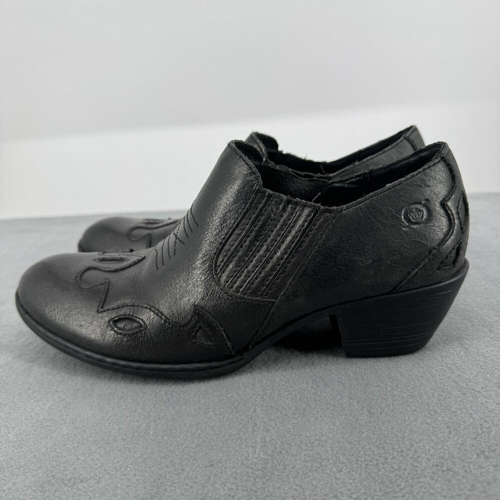Born Black Leather Western Slip On Shootie Shoes Womens 9 40.5 Comfort Bootie - Picture 2 of 9